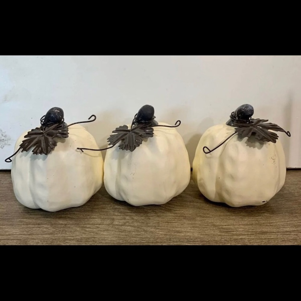 Farmhouse white ceramic pumpkins